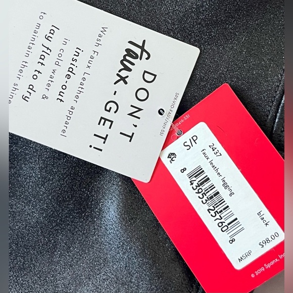 NWT Spanx Black Faux Leather Leggings  SIZE SMALL - Picture 8 of 10